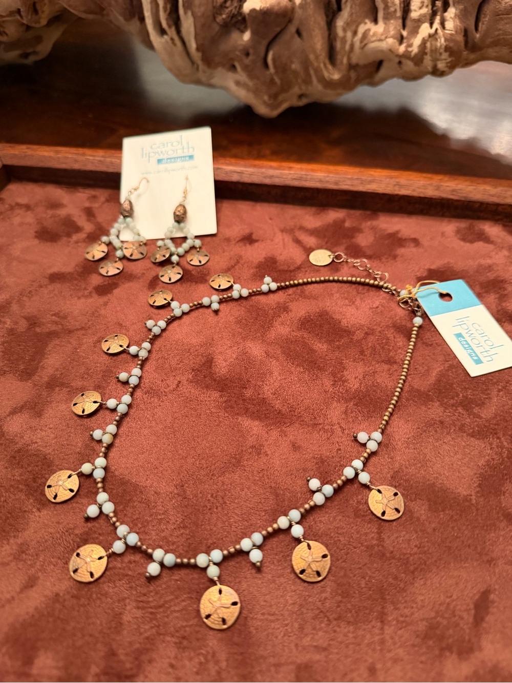 Carol Lipworth Designs Artisan Sand Dollar Necklace & Earring Set - Like New